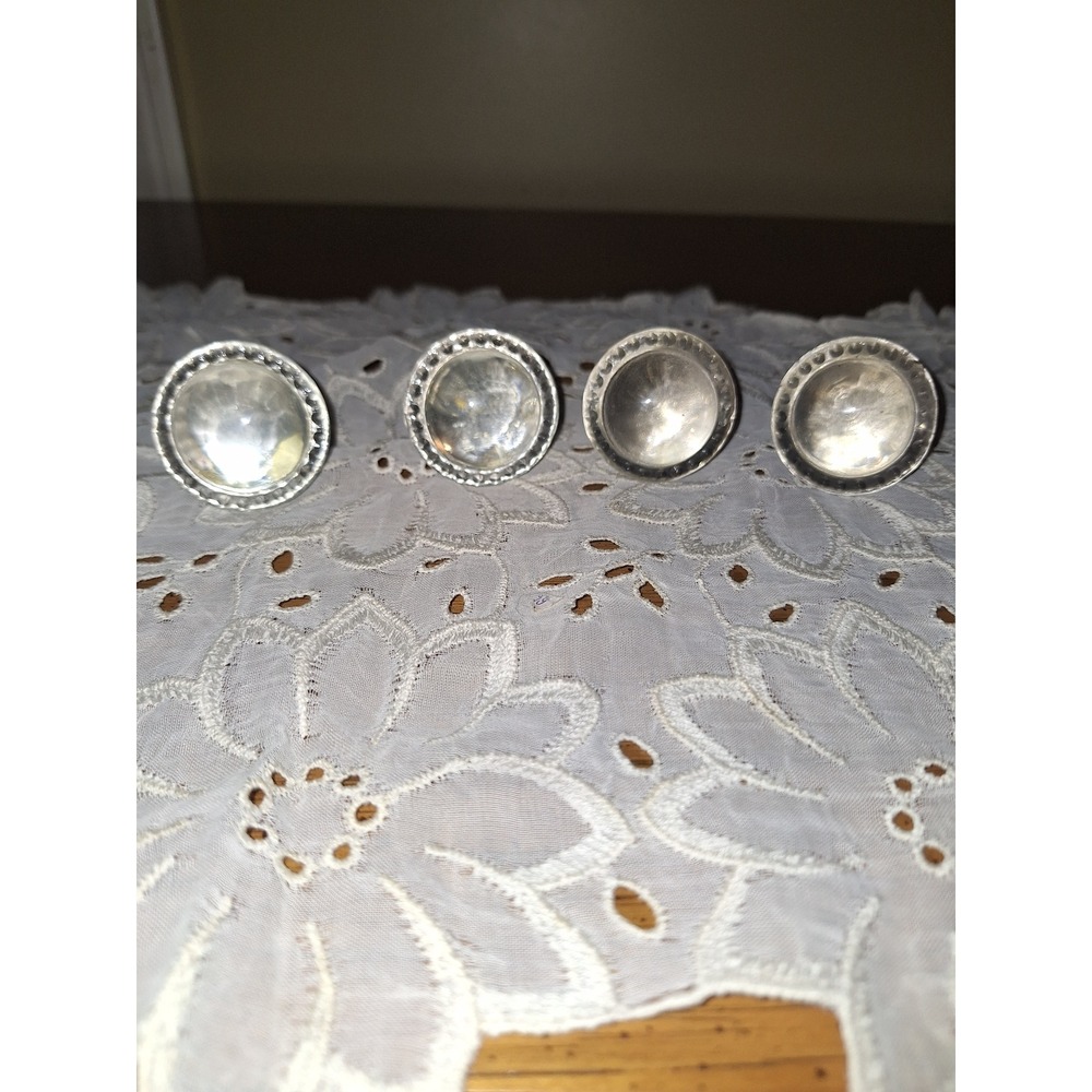 4 Clear Glass Cabinet Knobs Silver Scalloped Bezel Drawer‎ Pulls Vintage Style